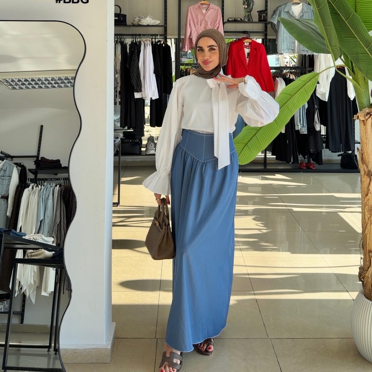 denim tencel skirt set